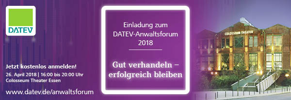 Einladung zum DATEV-Anwaltsforum 2018.